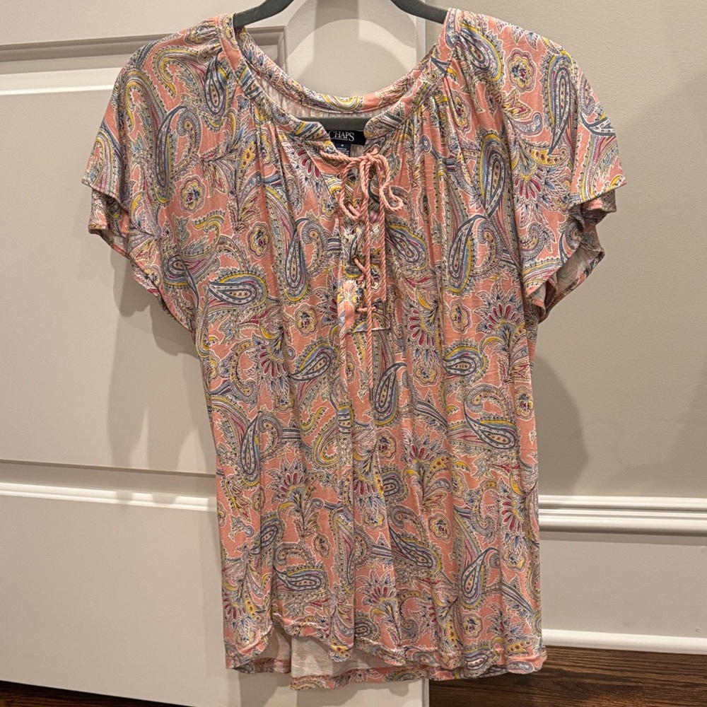 Chaps Pink and Blue Paisley Blouse